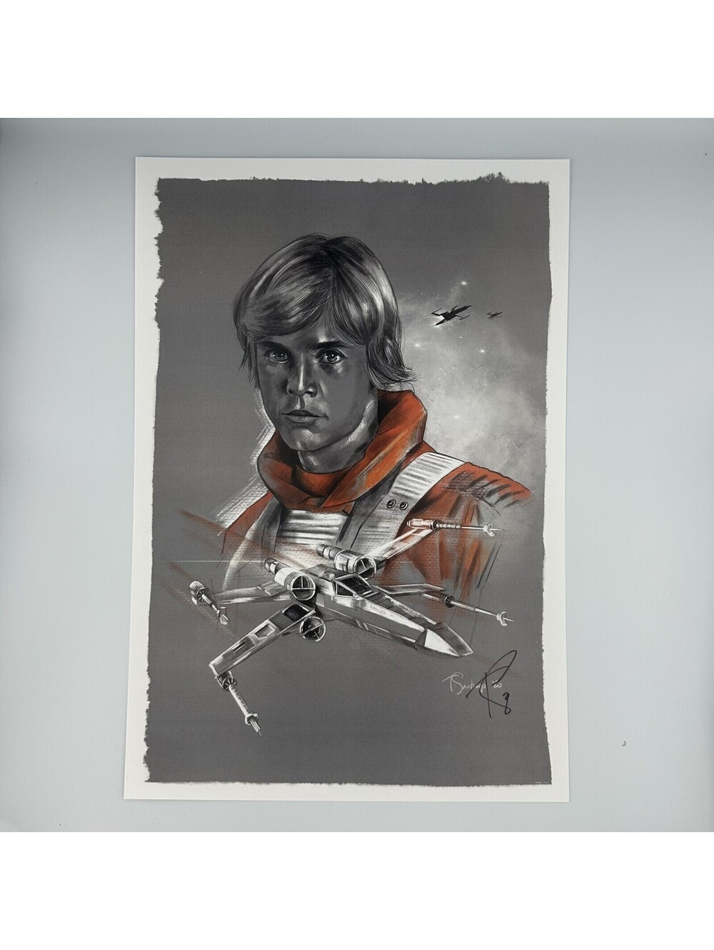 Luke Skywalker 13x19 Lithograph Signed by Tony Santiago Pristine COA Star Wars